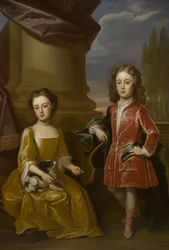 Dubbelportret van Dudley North en zijn zus, Anne, 1714